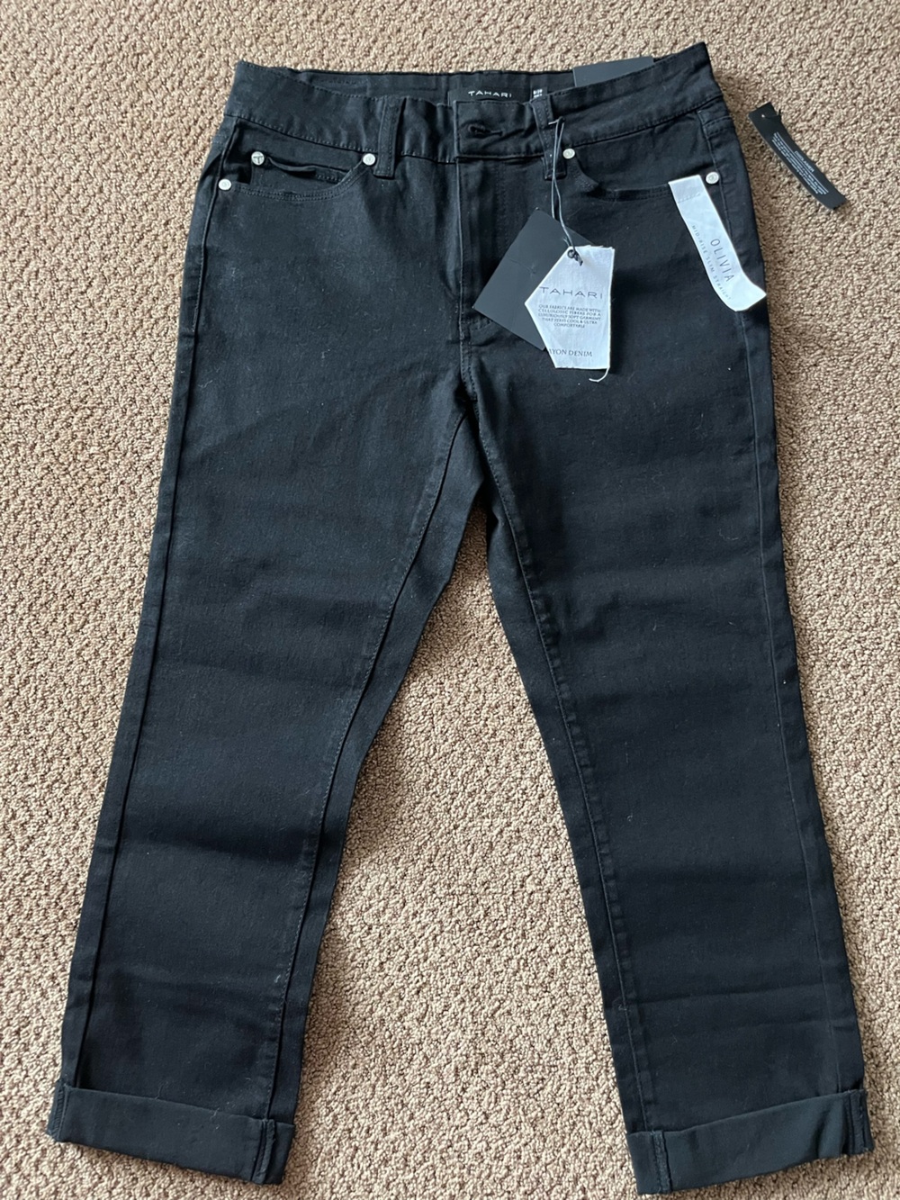 Tahari Black Olivia mid-rise Slim Straight Pants